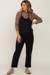 Black Front Pocket Maternity Jumpsuit