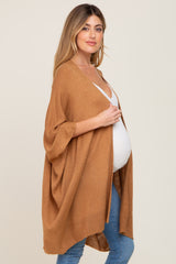 Camel Knit Open Front Maternity Cardigan