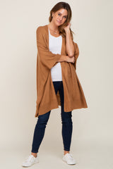 Camel Knit Open Front Maternity Cardigan