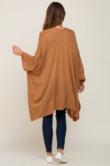 Camel Knit Open Front Cardigan