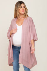 Mauve Knit Open Front Maternity Cardigan