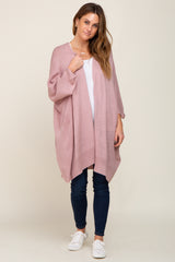 Mauve Knit Open Front Maternity Cardigan