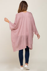 Mauve Knit Open Front Cardigan