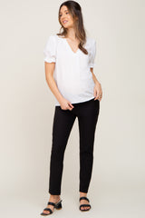 Black Stretchy Slim Fit Crop Maternity Dress Pants