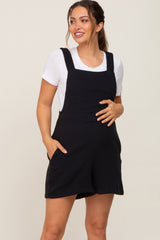 Black Square Neck Elastic Strap Maternity Romper