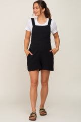 Black Square Neck Elastic Strap Maternity Romper