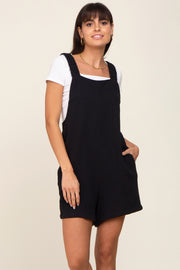 Black Square Neck Elastic Strap Romper