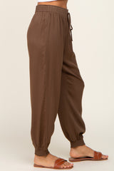 Brown Drawstring Accent Joggers