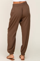 Brown Drawstring Accent Joggers