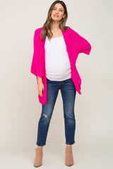 Fuchsia Dolman Short Sleeve Maternity Cardigan