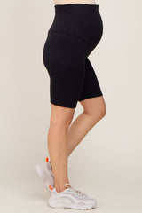 Black Wide Band Maternity Biker Shorts