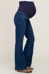 Navy Blue Maternity Flare Leg Jeans