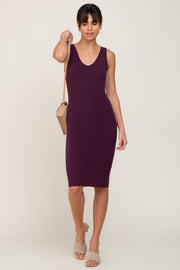 Plum Basic V-Neck Sleeveless Dress