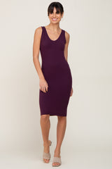 Plum Basic V-Neck Sleeveless Dress