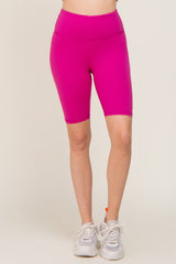 Fuchsia High Waist Bike Shorts