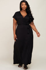 Black Basic Plus Wrap Maxi Dress