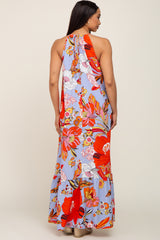 Periwinkle Floral Halter Maxi Dress