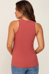 Rust Ribbed Basic Maternity Tank Top