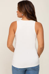 Ivory Ribbed Basic Maternity Tank Top