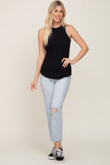 Black Ribbed Basic Tank Top