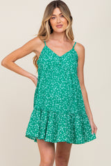 Green Print Tiered Maternity Dress