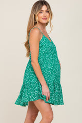 Green Print Tiered Maternity Dress