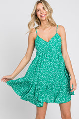 Green Print Tiered Maternity Dress