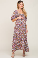 Black Multi-Color Floral Maternity Maxi Dress