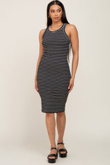 Black Striped Sleeveless Dress