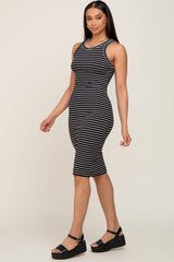 Black Striped Sleeveless Dress