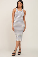 White Striped Sleeveless Dress