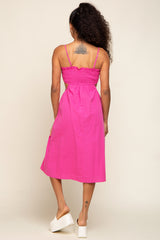 Fuchsia Scalloped Side Cutout Dress