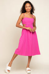 Fuchsia Scalloped Side Cutout Dress