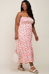 Ivory Square Neck Smocked Plus Midi Dress