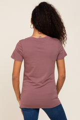 Dark Burgundy Basic V-Neck Tee