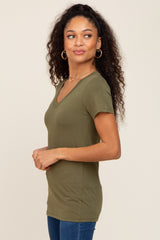 Olive Basic V-Neck Tee