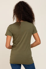 Olive Basic V-Neck Tee