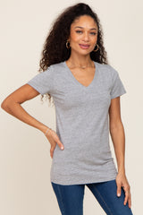 Heather Grey Basic V-Neck Maternity Tee