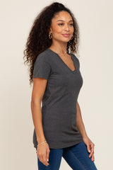 Charcoal Basic V-Neck Tee