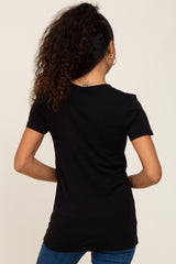 Black Basic V-Neck Tee