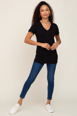 Black Basic V-Neck Tee