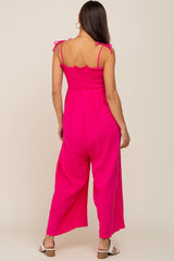 Fuchsia Sleeveless Cropped Maternity Jumpsuit