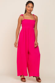 Fuchsia Sleeveless Cropped Jumpsuit