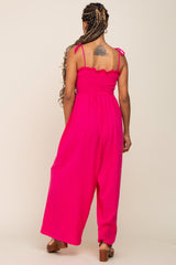 Fuchsia Sleeveless Cropped Jumpsuit