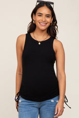 Black Ruched Tie Maternity Tank Top