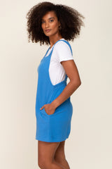 Blue Square Neck Elastic Strap Romper