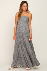 Olive Ditsy Floral Tiered Maternity Maxi Dress