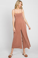 Mocha Square Neck Wide Leg Maternity Jumpsuit