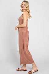 Mocha Square Neck Wide Leg Jumpsuit