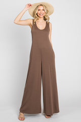 Mocha Wide Leg Sleeveless Maternity Jumpsuit